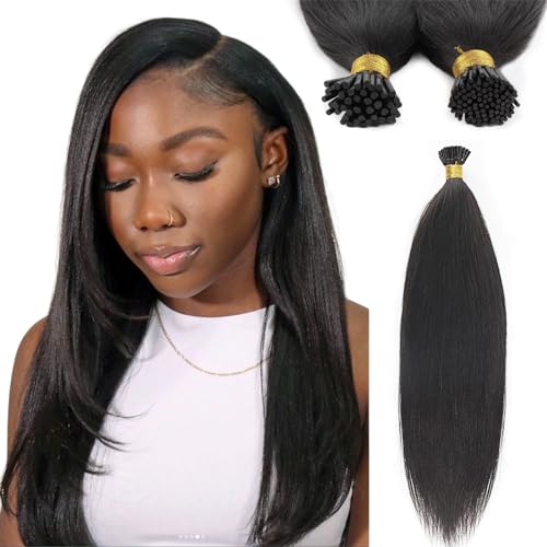 AmazingBeauty 20 Inch Yaki Straight I Tip Hair Extensions 50 Strands
