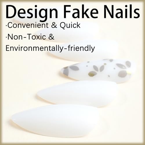 Hand-Painted Acrylic Nails with Delicate Flower Design - Medium Length - Image 4