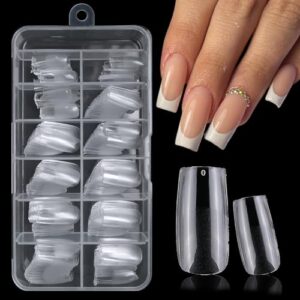 Acrylic Square Clear Nails for Nail Art - 500 Pieces, Professional Quality