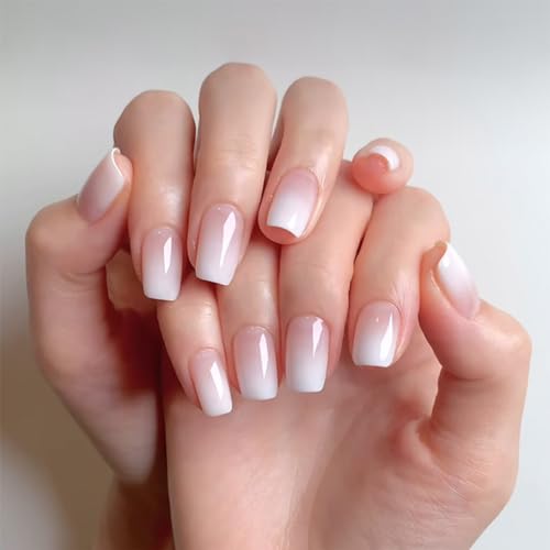AddFavor Press on Nails Short Square 120pcs Fake Nails Short Nails Ombre Press on Square False Nail Medium Pink White Gradient Acrylic Nails with Design for Women Girls - Image 7