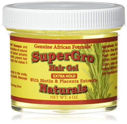 African Formulas SuperGrow Hair Gel with Extra Hold - For Breading, Locking, Twisting - Natural Gel for Nourishing, Shining for Silky, Wavy, Coily, Frizzy Hair - 4 oz Packaging.