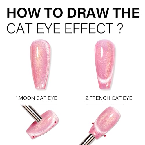 AILLSA Cat Eye Gel Nail Polish Nude Jelly Glitter Gel Polish Iridescent Holographic Nail Polish Gel Shimmer Sparkle Soak Off U V Gel with Magnet Stick for Nail Art Salon DIY at Home 0.27 Fl Oz GE29 - Image 6