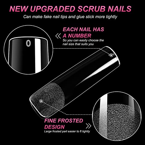 AOREAM Long Square Nail Tips 240PCS Clear Soft Gel False Nails Half Matte Full Cover Press on Nails 12 Sizes Coffin Nail Tips for Acrylic Nails Professional Salon for Home DIY - Image 4