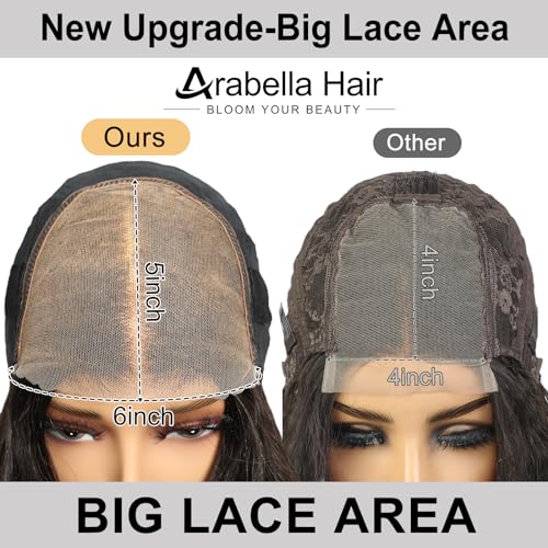 Arabella 5x6 Wear and Go Glueless Wigs Human Hair 210% Density Lace Front Wigs Human Hair 100% Deep Curly Wave Wigs Pre Cut Lace 12a Real Pre Bleached New Body Wave Wig(24inch, 5X6 Deep Curly Wig) - Image 5