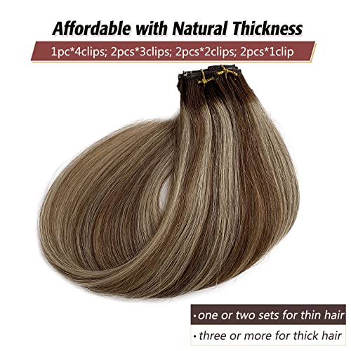 Balayage Brown Blonde Ombre 18 Inch Clip-In Hair Extensions for Instant Volume - Image 5