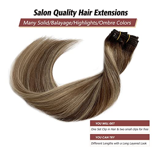 Balayage Brown Blonde Ombre 18 Inch Clip-In Hair Extensions for Instant Volume - Image 3