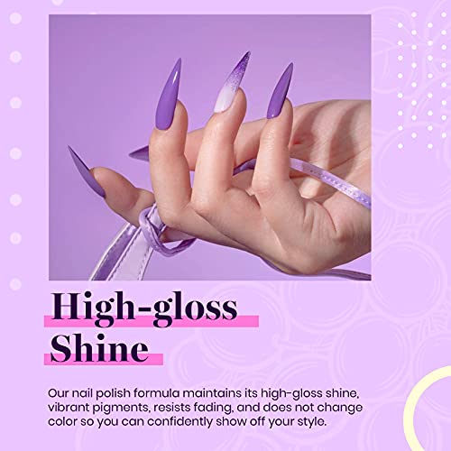 Beetles Gel Nail Polish Kit, 6 Colors Gel Polish Set Purple Glitter Spring Pastel Pink Nail Polish & Beetles 5D Nail Art Stickers Decals Gel Top Coat, Easter Embossed Flower Gel Nail Art Design - Image 3