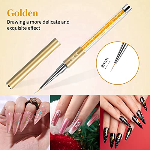 Beetles Gel Polish Kit-2 Pcs 15ml Black White Colors Polish Set & Nail Art Liner Brushes 5Pcs Painting Art Design Pen Set Diamond Application Rhinestone Handle Dotting Drawing Sizes 5 7 9 11 20mm - Image 9