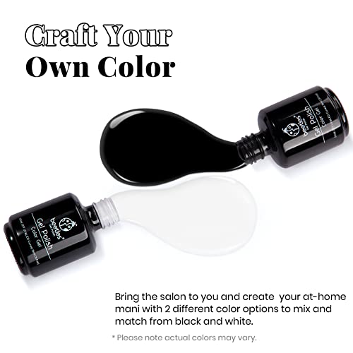 Beetles Gel Polish Kit-2 Pcs 15ml Black White Colors Polish Set & Nail Art Liner Brushes 5Pcs Painting Art Design Pen Set Diamond Application Rhinestone Handle Dotting Drawing Sizes 5 7 9 11 20mm - Image 3
