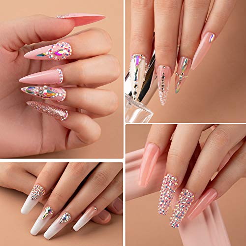 Beetles Gel Polish Nail Art Rhinestones Glue Set, 120+3456 Pcs Crystal Glass AB Rhinestone Gems with Beetles Gel Nail Polish Kit, 6 Colors Gel Polish Set - Image 3