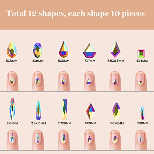 Beetles Gel Polish Nail Art Rhinestones Glue Set, 120+3456 Pcs Crystal Glass AB Rhinestone Gems with Beetles Gel Nail Polish Kit, 6 Colors Gel Polish Set - Image 4