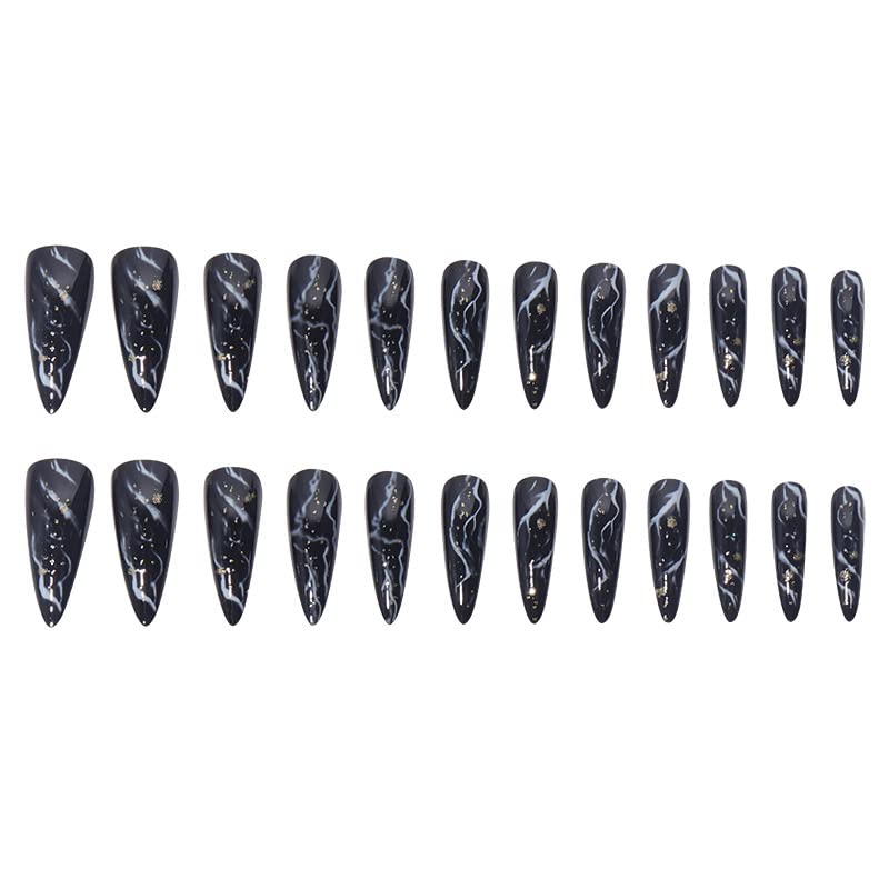 100 Pcs Black Matte Stiletto Acrylic Nails for Chic and Sophisticated Nail Art - Image 4