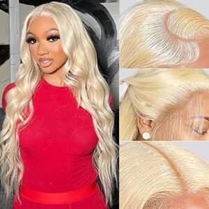 Blonde Lace Front Wigs Human Hair 13x4 613 Lace Front Wig Human Hair Body Wave 613 Frontal Wig Human Hair Pre Plucked with Baby Hair 180% Density 28Inch
