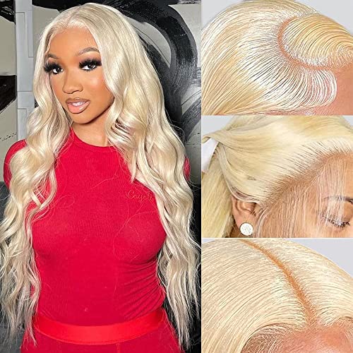 Blonde Lace Front Wigs Human Hair 13x4 613 Lace Front Wig Human Hair Body Wave 613 Frontal Wig Human Hair Pre Plucked with Baby Hair 180% Density 28Inch