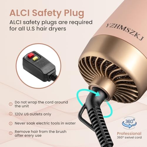 Blow Dryer Brush, YZHMSZKJ Hair Dryer Brush 4 in 1, 75MM Hot Air Brush in One with Negative Ion Anti-frizz Ceramic Titanium Barrel for Smooth, Frizz-Free Results for All Hair Types, 1300W, Pink - Image 6