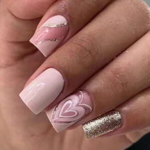 Blue and Gold Acrylic Nail Design