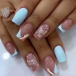 Blue Square Acrylic Nails