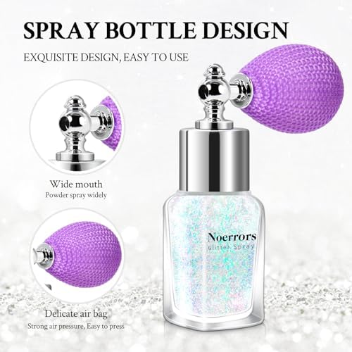 Body Glitter Spray,White Sliver Gold Glitter Holographic Powder for Body Face Hair Clothes,Shimmer Sparkling Highlighter Loose Powder Glitter Shiny Nail Art Craft Design Festival Makeup - Image 6