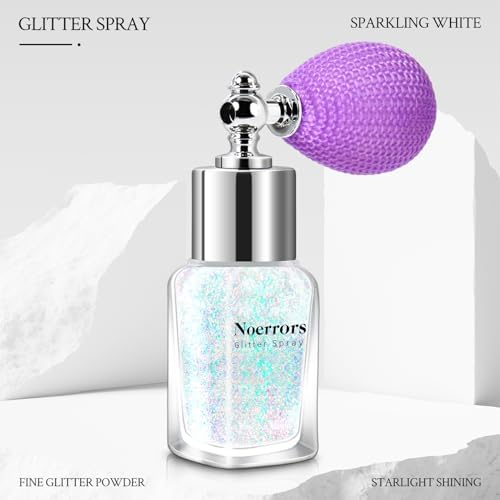 Body Glitter Spray,White Sliver Gold Glitter Holographic Powder for Body Face Hair Clothes,Shimmer Sparkling Highlighter Loose Powder Glitter Shiny Nail Art Craft Design Festival Makeup - Image 7