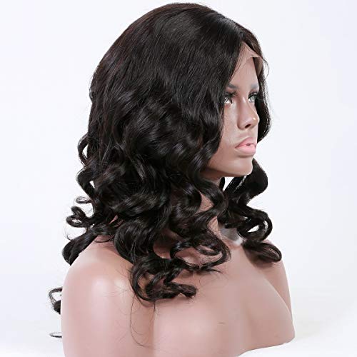 Body Wave Lace Front Wigs Glueless Brazilian Remy Human Hair Natural Bouncy Body Wave Lace Frontal Wigs with Baby Hair for Black Women 16 Inches Natural Color - Image 7