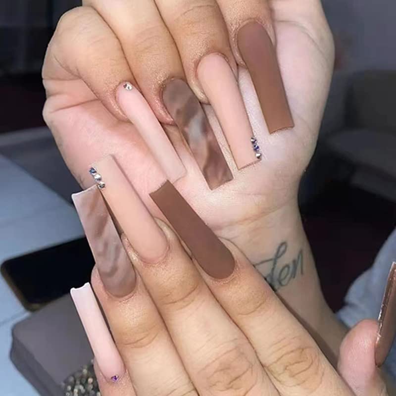 Brown Aesthetic Acrylic Nails