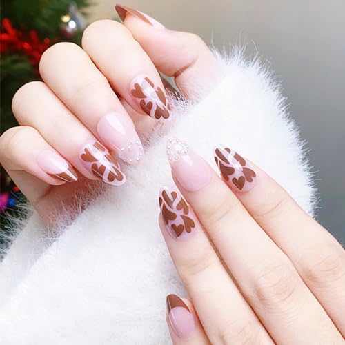Chic Brown French Tip Acrylic Nail Set - Medium Size Press-Ons for Effortless Style