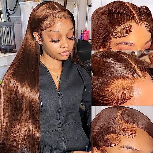 Brown human hair wig, light shade.