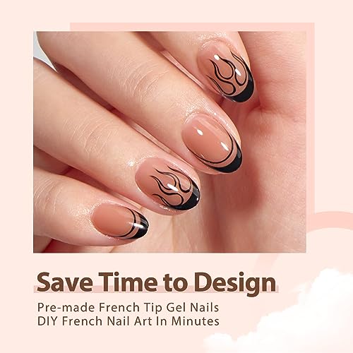 btartboxnails XCOATTIPS French Gel Nails - Black French Tip Press on Nails, Soft Gel Extra Short Almond Nail Tips, Press on Nails Acrylic Nail, Soak Off Fake Nails Extension - Image 2