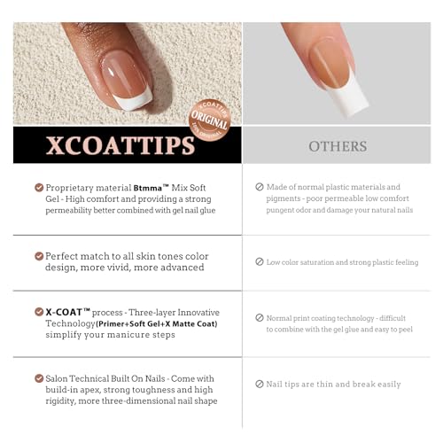 btartboxnails XCOATTIPS French Gel Nails - Black French Tip Press on Nails, Soft Gel Extra Short Almond Nail Tips, Press on Nails Acrylic Nail, Soak Off Fake Nails Extension - Image 4