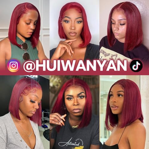 Burgundy 100% Human Hair Bob Wig Natural Look and Feel Medium - Image 6