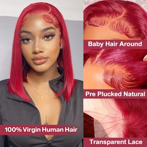 Burgundy 100% Human Hair Bob Wig Natural Look and Feel Medium - Image 2