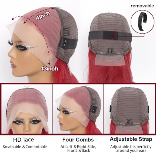 Burgundy 100% Human Hair Bob Wig Natural Look and Feel Medium - Image 4