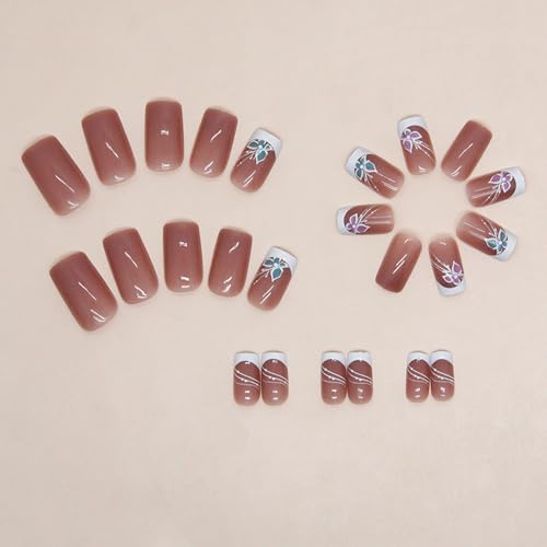 Butterfly design on short acrylic nails. - Image 3