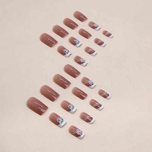Butterfly design on short acrylic nails. - Image 4