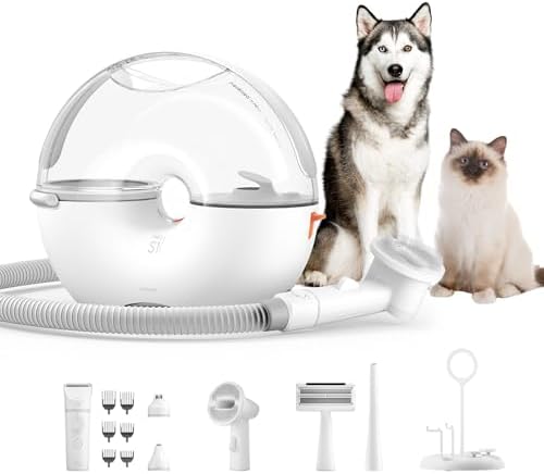 by Neabot S1 Pro Dog Grooming Kits, 3L Capacity Pet Grooming Vacuum with Dog Clippers Nail Grinder, 0dB Noise Grooming, 8 Tools for Shedding, Home Cleaning