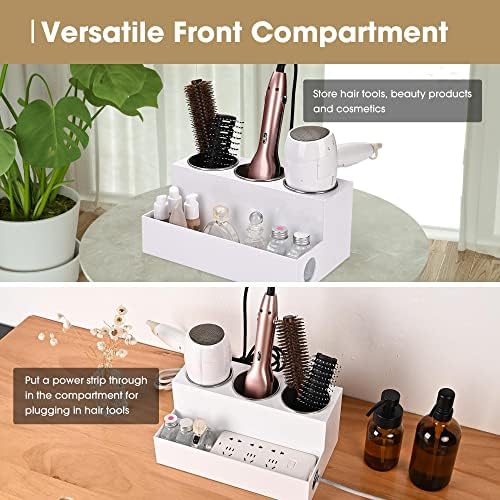 BYOOTIQUE Wall Mount or Countertop Acrylic Blow Dryer Holder and Bathroom Hair Tool Organizer - Image 4