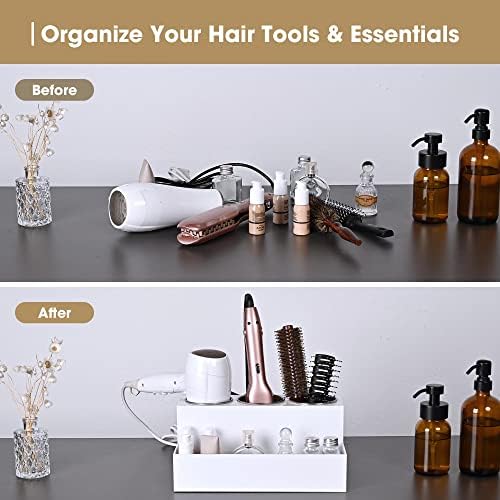 BYOOTIQUE Wall Mount or Countertop Acrylic Blow Dryer Holder and Bathroom Hair Tool Organizer - Image 3