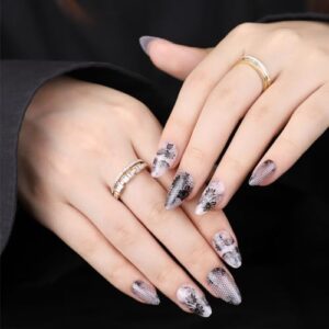 Clear Flower Acrylic Nails