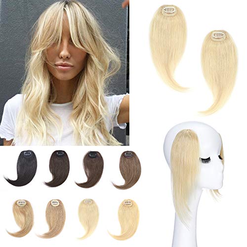Clip-In Human Hair Side Swept Bangs Medium Length for Effortless Styling