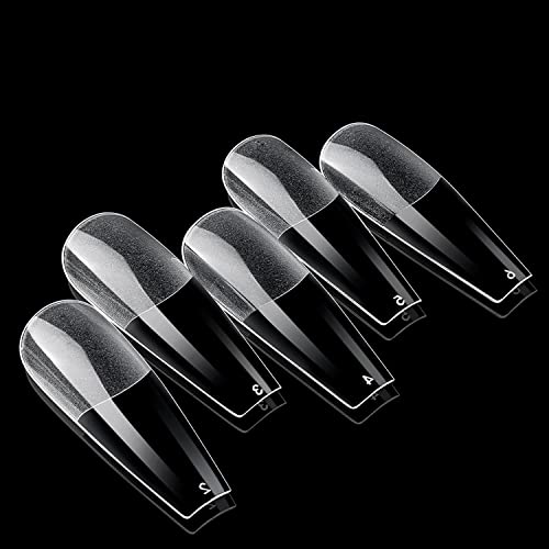 Coffin Soft Gel Nail Tips - EJIUJIUO 550 Pcs Full Cover Fake Nail Tips for Acrylic Nails Soak Off Pre-buff Nail Tips PMMA Clear Ballerina Artificial Nail Tips with Case for Nail Salon and DIY Nail Art - Image 6