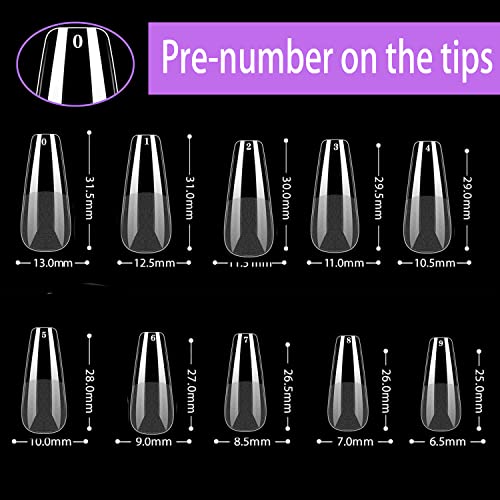Coffin Soft Gel Nail Tips - EJIUJIUO 550 Pcs Full Cover Fake Nail Tips for Acrylic Nails Soak Off Pre-buff Nail Tips PMMA Clear Ballerina Artificial Nail Tips with Case for Nail Salon and DIY Nail Art - Image 7