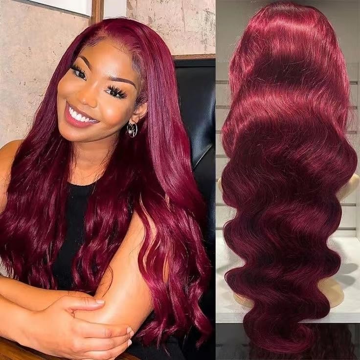 Colored Full Lace Human Hair Wig for Women - Natural Look, Adjustable Size - Image 2