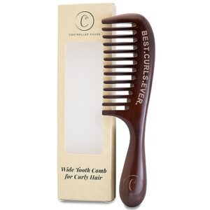 Controlled Chaos Wide Tooth Comb for Curly Hair – 100% Peachwood Anti Static Detangling Comb, Scalp Massaging Wooden Comb for Men, Women & Kids