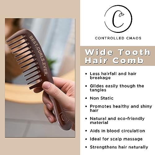 Controlled Chaos Wide Tooth Comb for Curly Hair – 100% Peachwood Anti Static Detangling Comb, Scalp Massaging Wooden Comb for Men, Women & Kids - Image 6