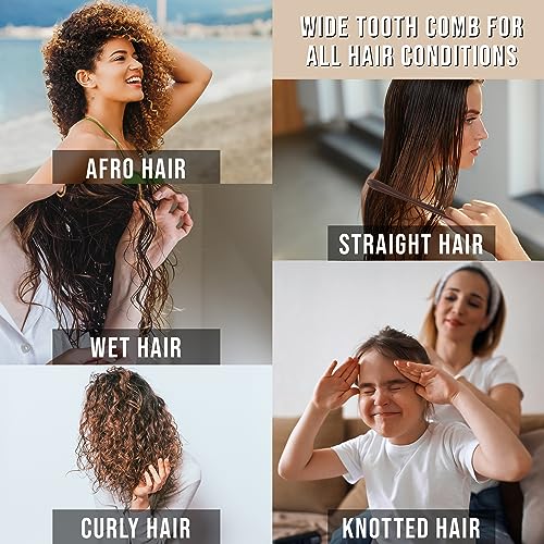 Controlled Chaos Wide Tooth Comb for Curly Hair – 100% Peachwood Anti Static Detangling Comb, Scalp Massaging Wooden Comb for Men, Women & Kids - Image 4