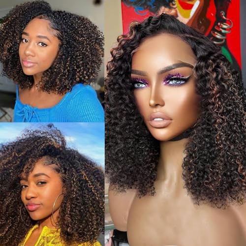 100% Human Hair Curly Bob Wig Natural Look for Everyday Wear 10 Inch