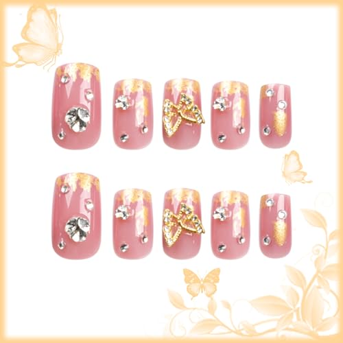 Chic Butterfly Acrylic Coffin Nails, 24 Piece Set, for Stylish Manicures - Image 3