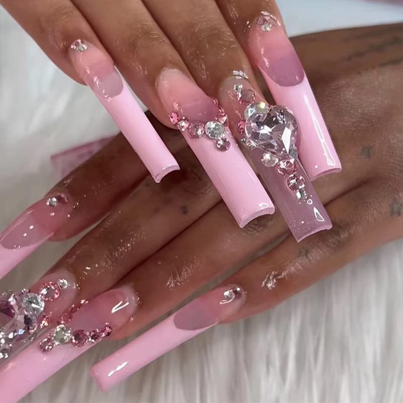 Cute Long Coffin Acrylic Nail Set, 24 Pieces Baddie Style for Chic Nail Art