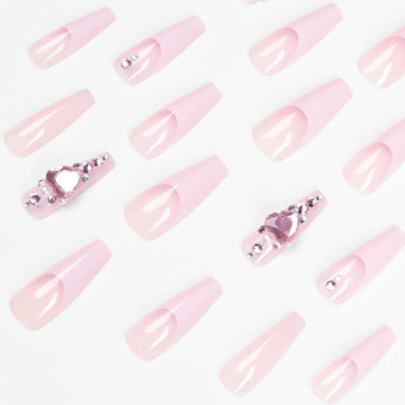 Cute Long Coffin Acrylic Nail Set, 24 Pieces Baddie Style for Chic Nail Art - Image 4