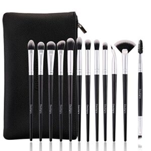 Daubigny 12 PCS Eye Makeup Brush Set with Carrying Bag for Eyeshadow and Concealer